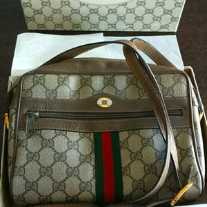 Authentic Vintage Gucci Brown Crossbody Bag